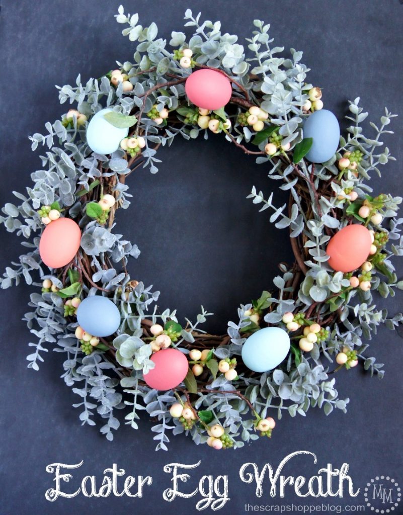 Turn a plain grapevine wreath into a stunning Easter egg wreath!