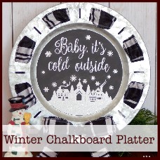 winter chalkboard platter