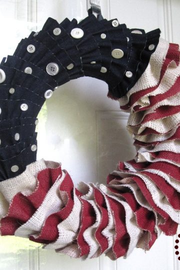 Burlap and Denim Patriotic Ruffle Wreath