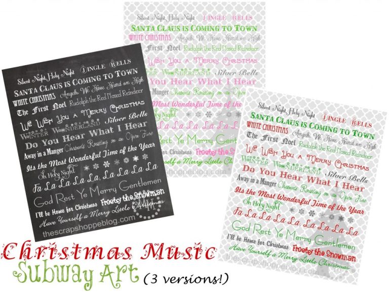 Christmas Music Subway Art Prints {3 Versions!}