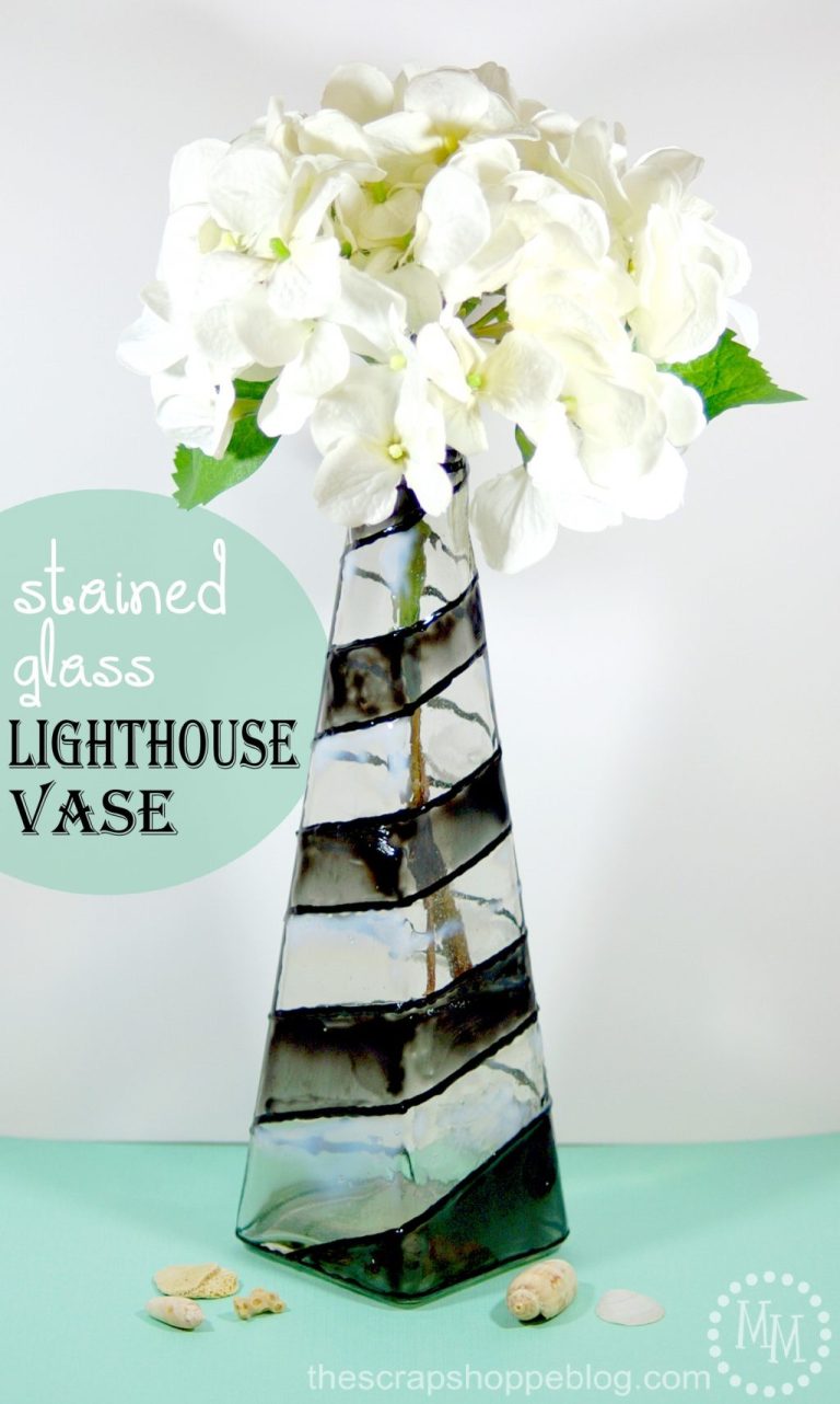 Stained Glass Lighthouse Vase