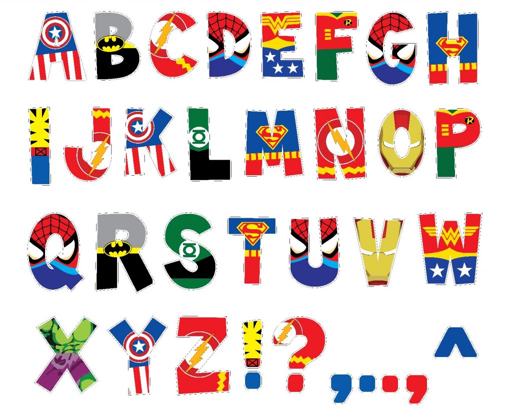 Printable supehero alphabet