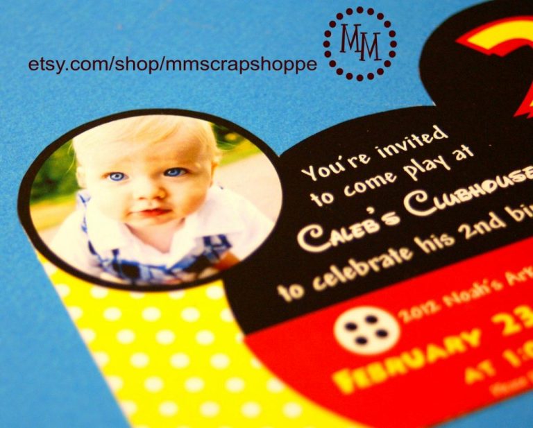 Mickey Mouse & Stud Muffin Birthday Invitations