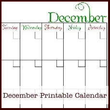 h december printable calendar