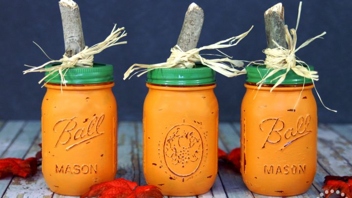painted pumpkin jars