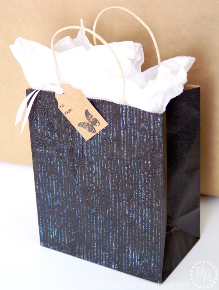Wood Grain Stenciled Gift Bag