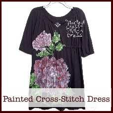painted cross-stitch dress