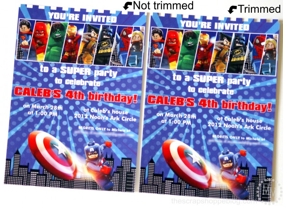 Lego Superhero Birthday Invitation - The Scrap Shoppe