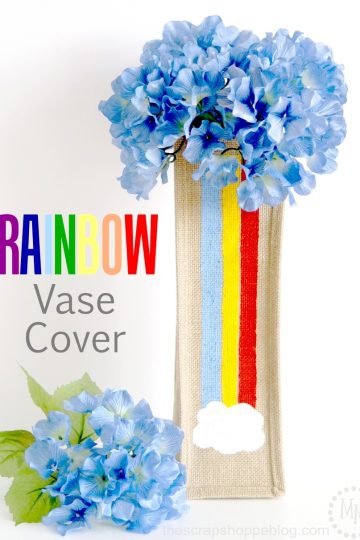 Simple Rainbow Vase Cover made from a burlap wine gift bag - so easy and so fun for St. Patrick's Day or spring decor!