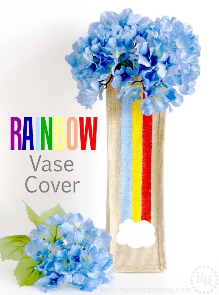 Simple Rainbow Vase Cover made from a burlap wine gift bag - so easy and so fun for St. Patrick's Day or spring decor!