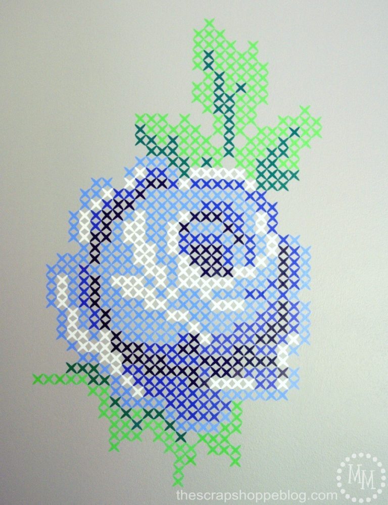 Vinyl Rose Cross-Stitch Wall Art