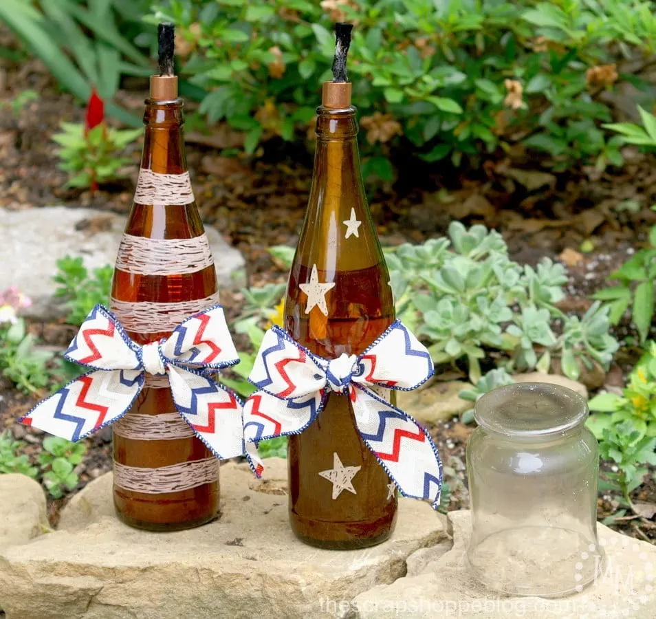 DIY Tiki Torches - upcycle bottles into portable mosquito repellents!