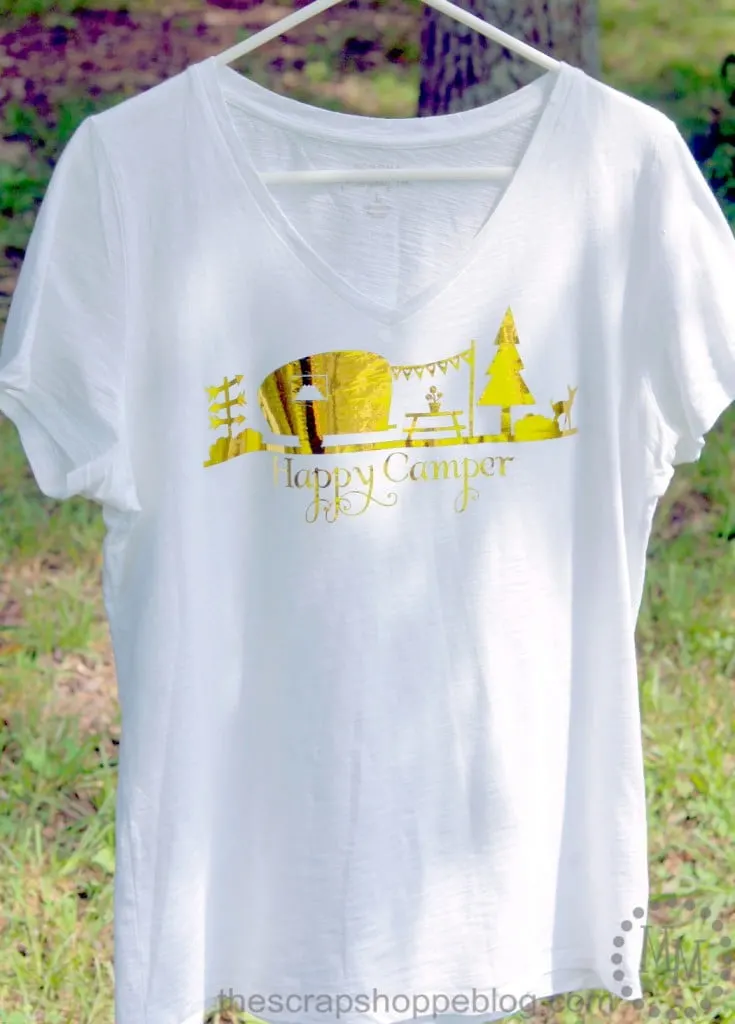 Retro Camper Happy Camper Gold Fold T-Shirt