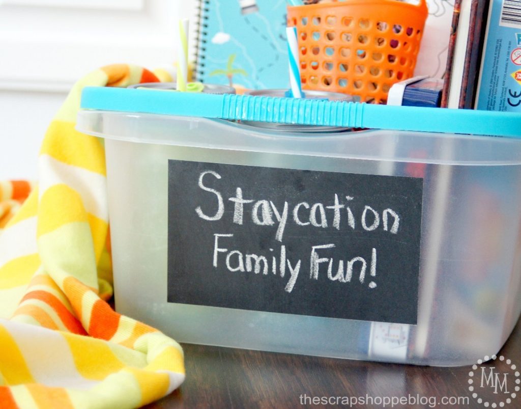 Staycation Family Fun Basket - Make your staycation more fun by creating a fun basket of activities to do!