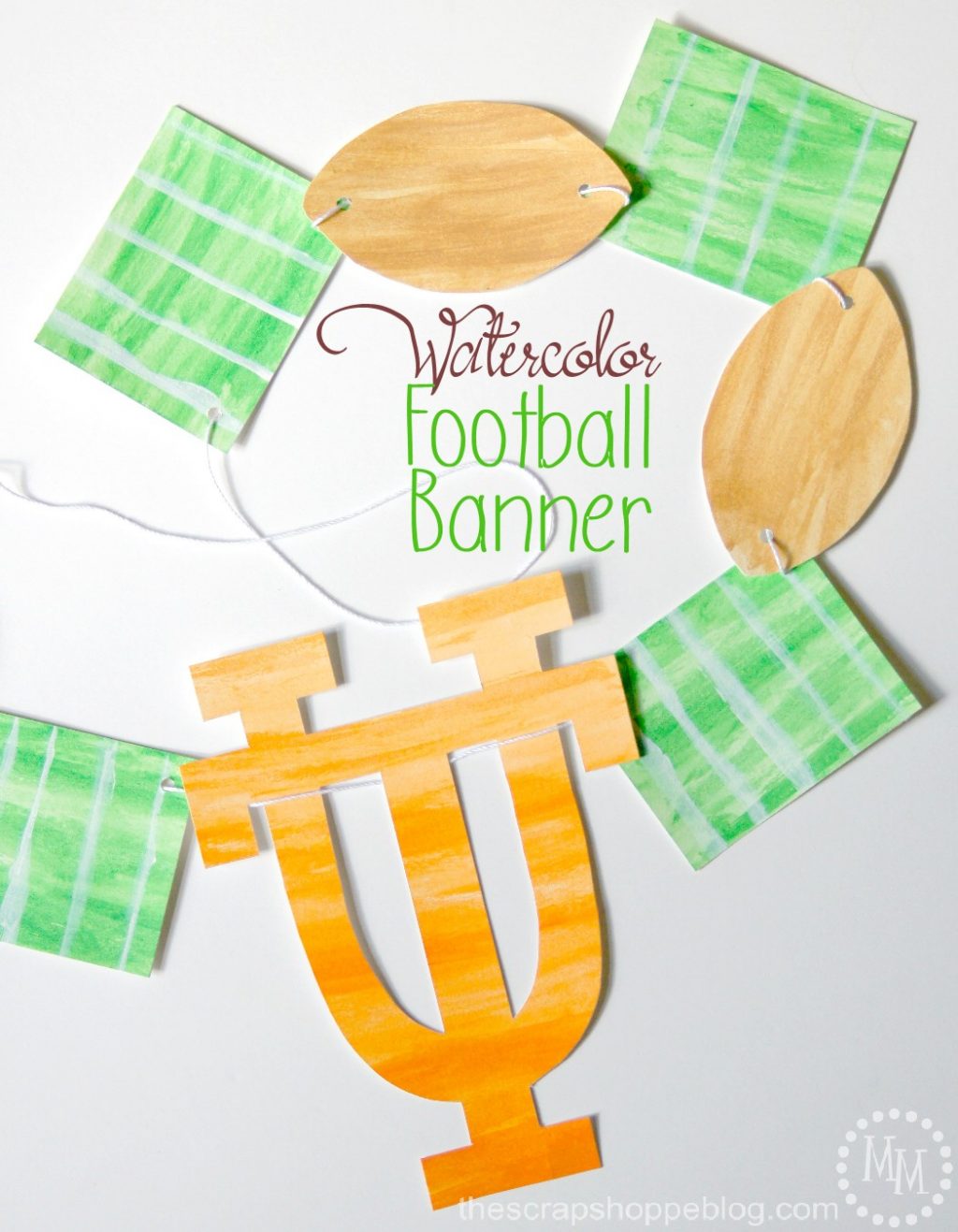 Watercolor Football Banner in your team's color or logo for game day!