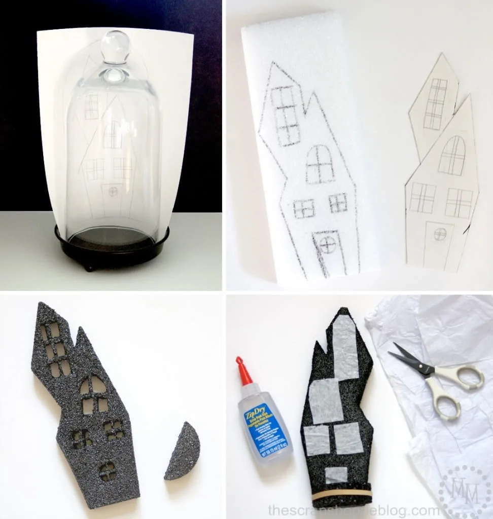 Backlit Haunted House Cloche made with Fun Foam! #makeitfuncrafts