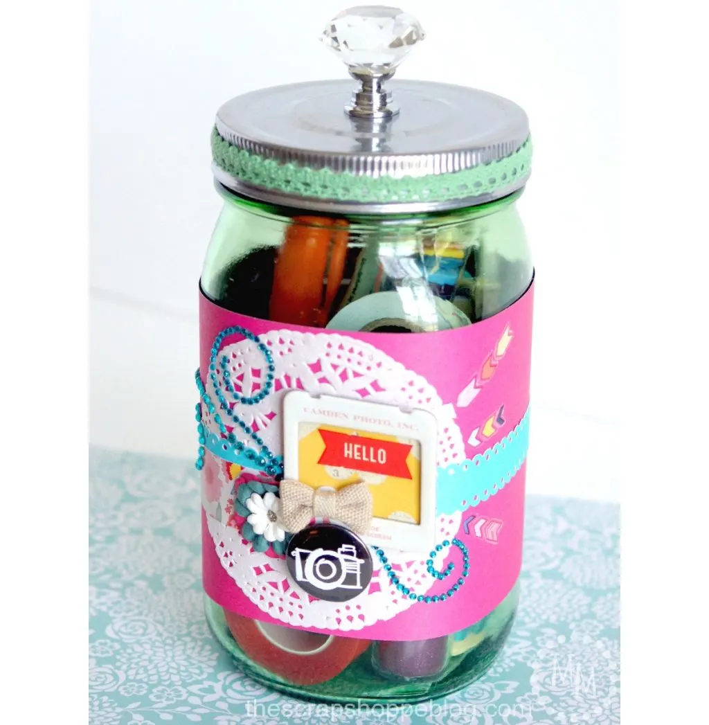 Gift in a Jar for Scrapbookers - decorate a Mason jar and fill it full of these scrapbook supplies!