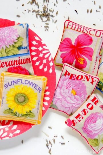 DIY Lavender Sachets with Flower Seed Packet Fabric - Great stocking stuffer idea!