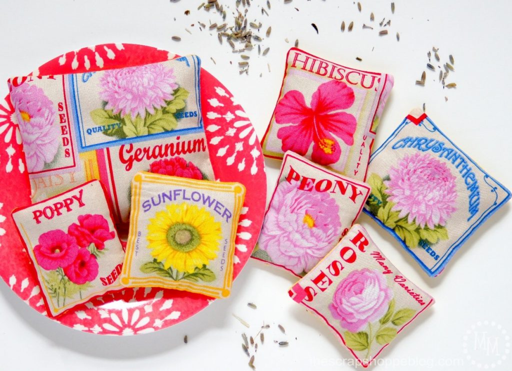 DIY Lavender Sachets with Flower Seed Packet Fabric - Great stocking stuffer idea!