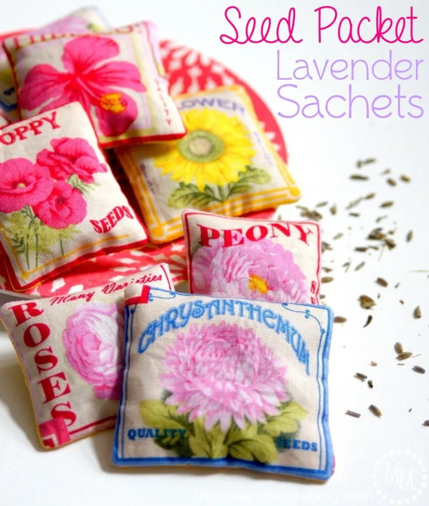 DIY Lavender Sachets with Flower Seed Packet Fabric - Great stocking stuffer idea!