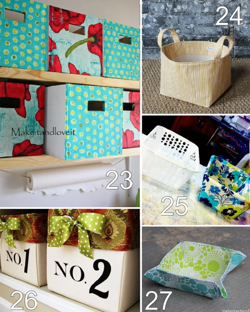 32 Fabric Bin & Basket Tutorials - some sew and some no sew!