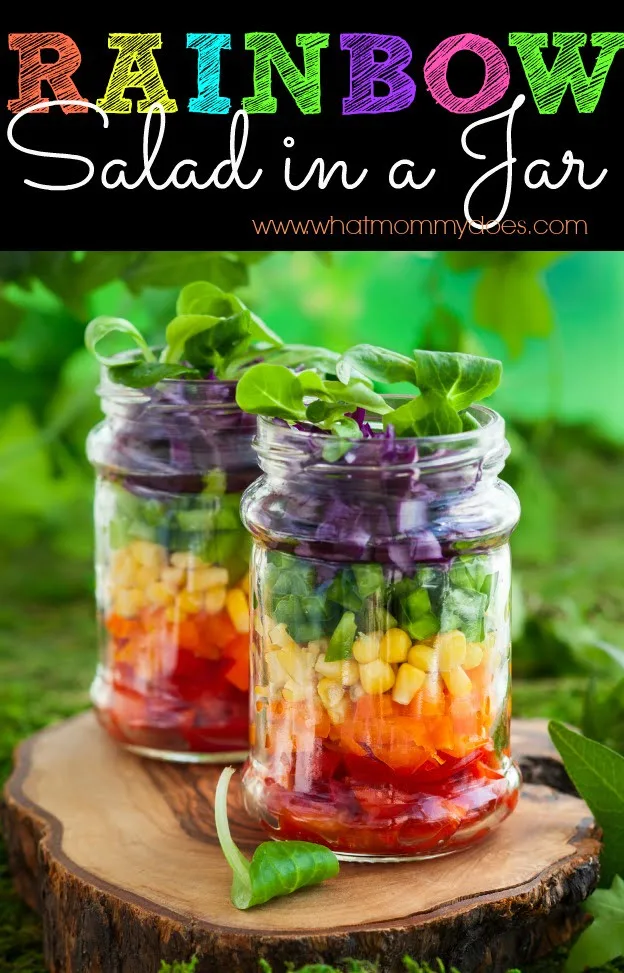 Rainbow salad in a jar