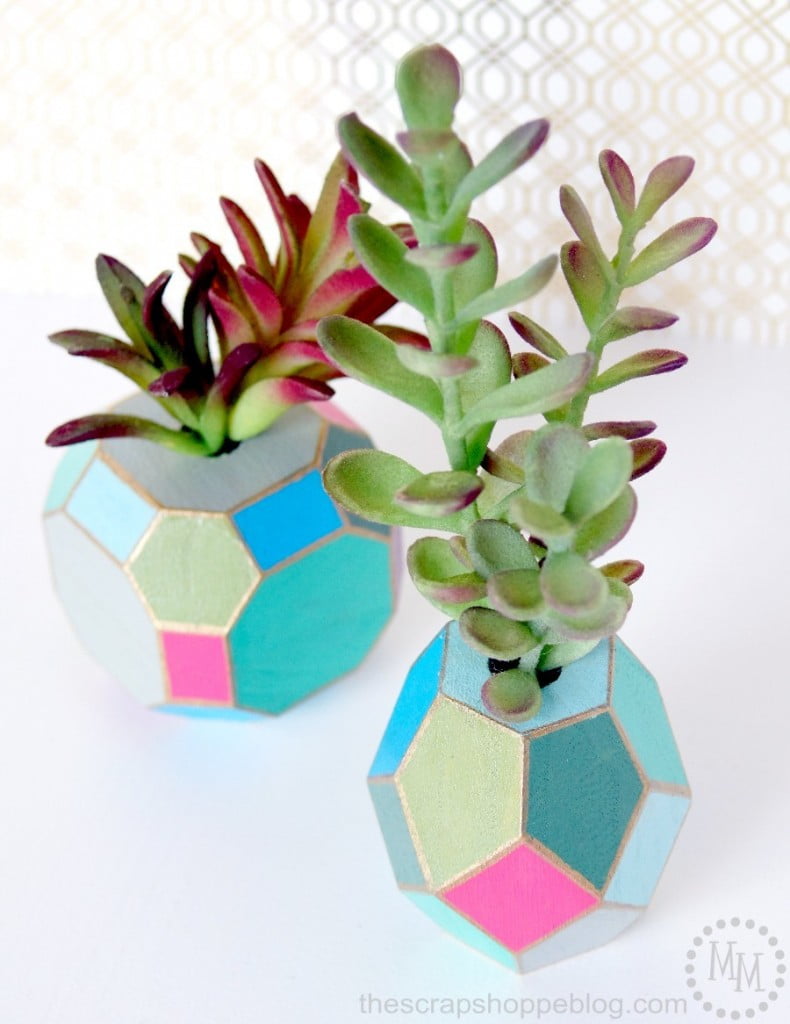 Multi-Faceted Spring Vase painted with succulent colors