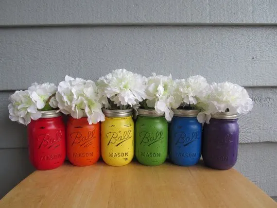 rainbow-distressed-mason-jars