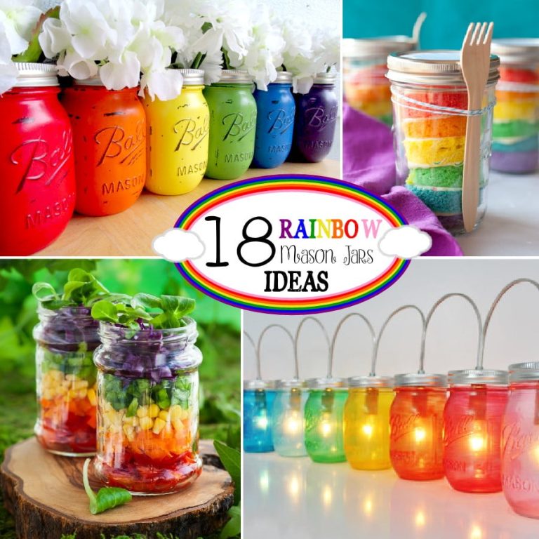 18 Rainbow Mason Jar Ideas - from crafts to recipes to lighting!
