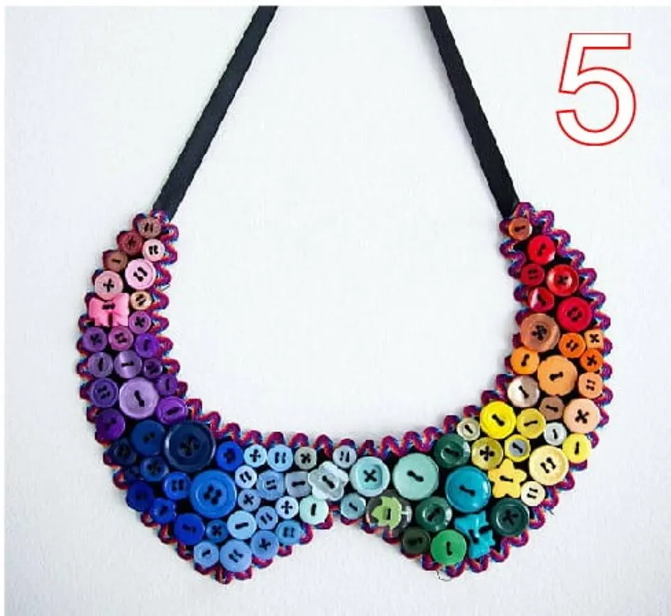 rainbow button bib necklace