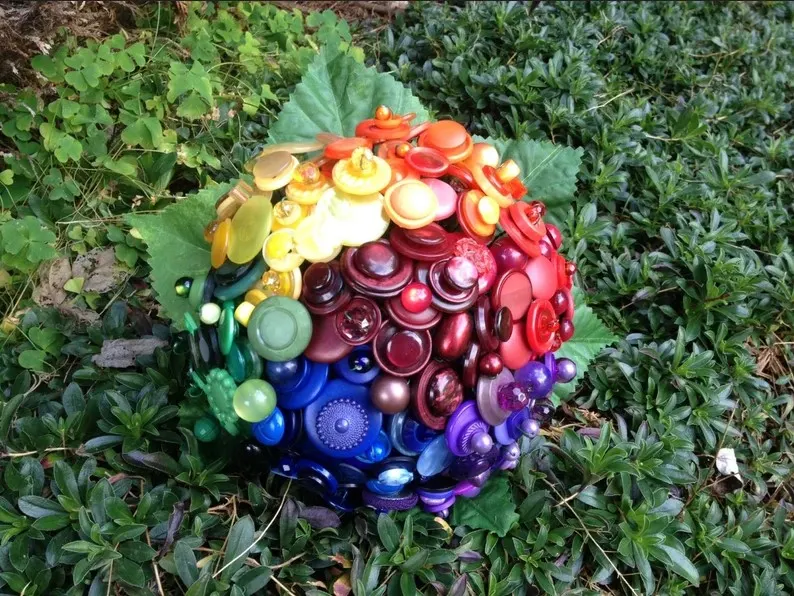 rainbow button bouquet