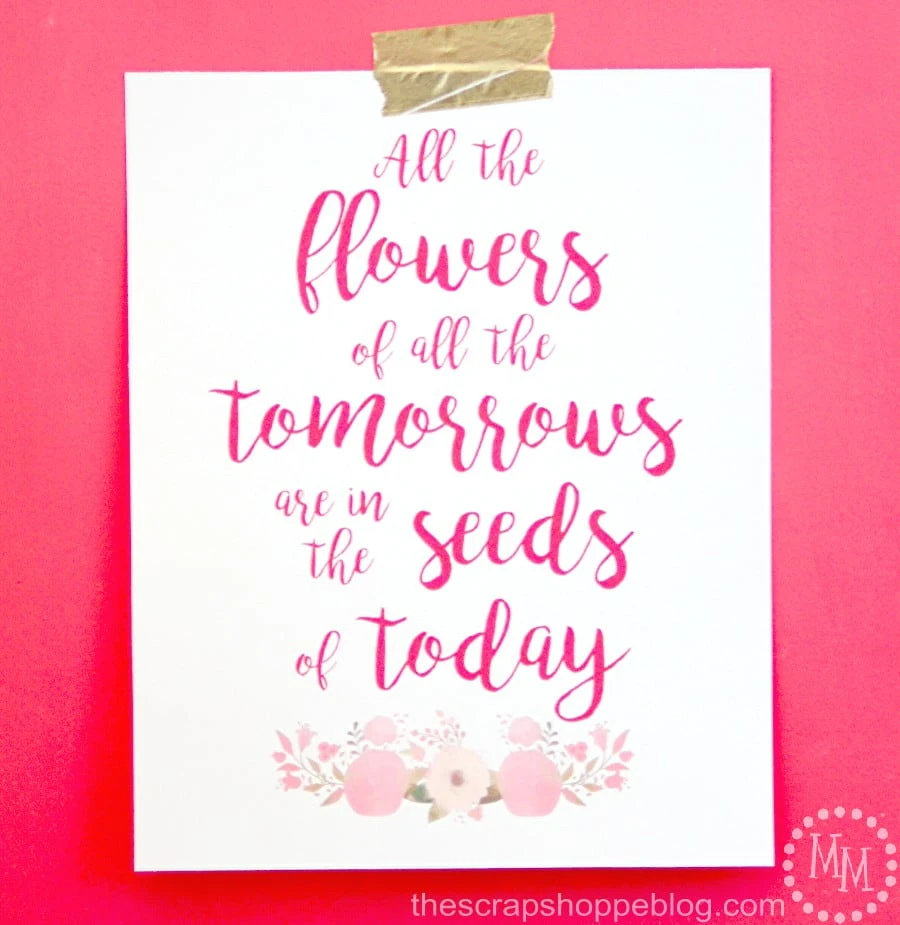 Spring floral printable quote for home decor - FREE printable