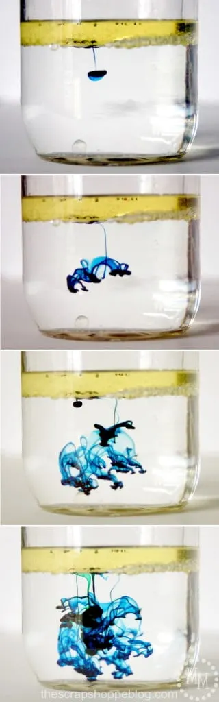 Water Fireworks - A simple science experiment that shows how density work. So easy the kids can do it!