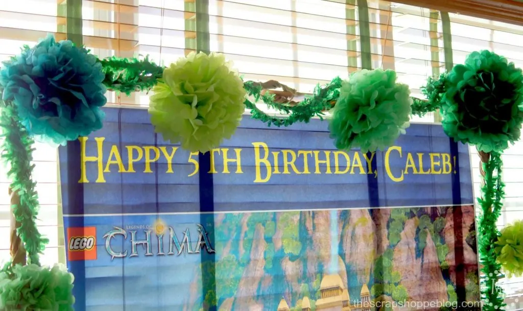LEGO Legends of Chima Birthday Party Ideas including LEGO Chima birthday cake and Chi waterfall
