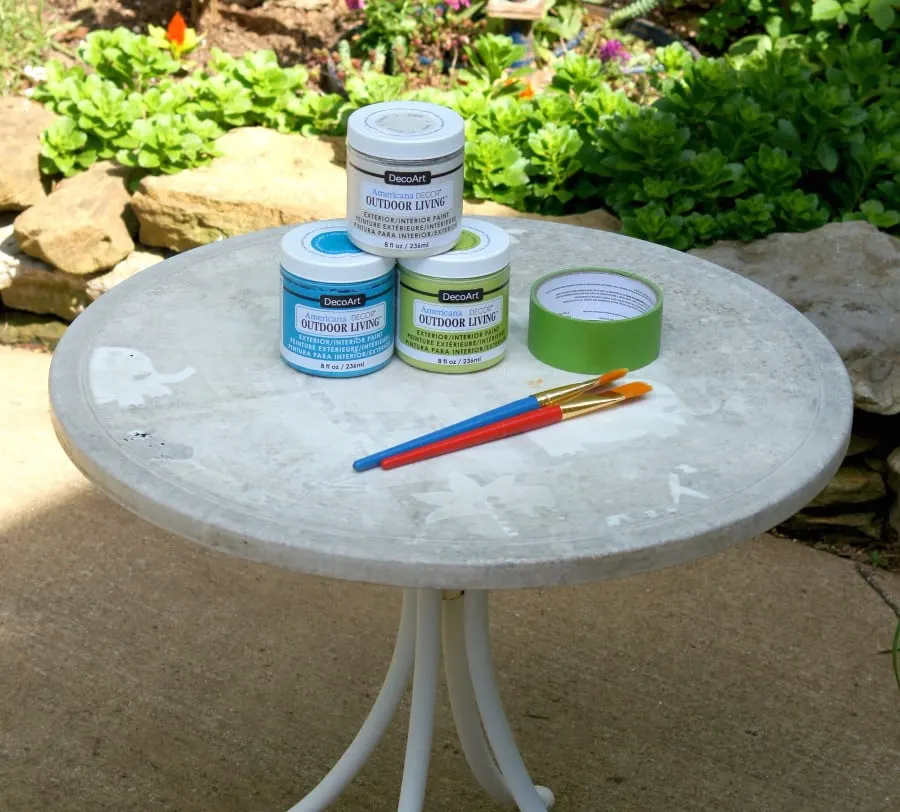 Painted and stenciled patio table