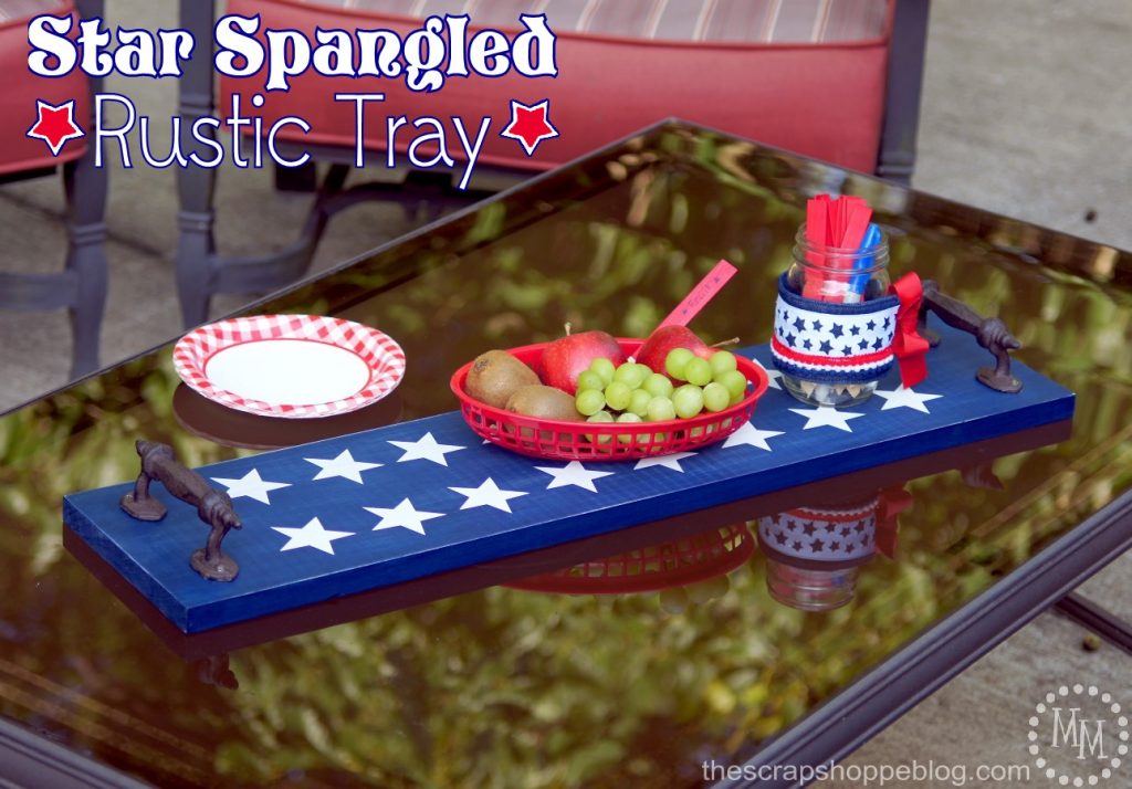 Star Spangled Rustic Tray using DecoArt's new Color Stains - makes staining with stencils SO easy!