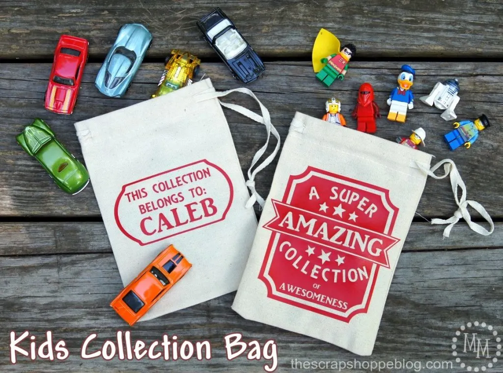 Create a kids collection bag for them to carry their "treasures" in. Perfect for road trips and just around the house! Get the FREE SVG file!