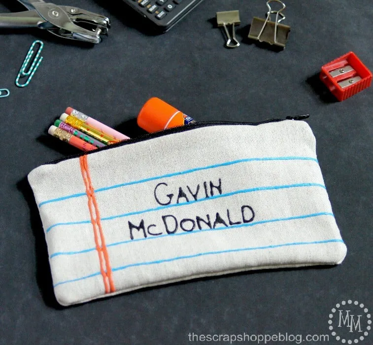 painted notebook paper pencil pouch