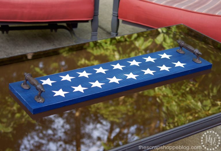 Star Spangled Rustic Tray using DecoArt's new Color Stains - makes staining with stencils SO easy!