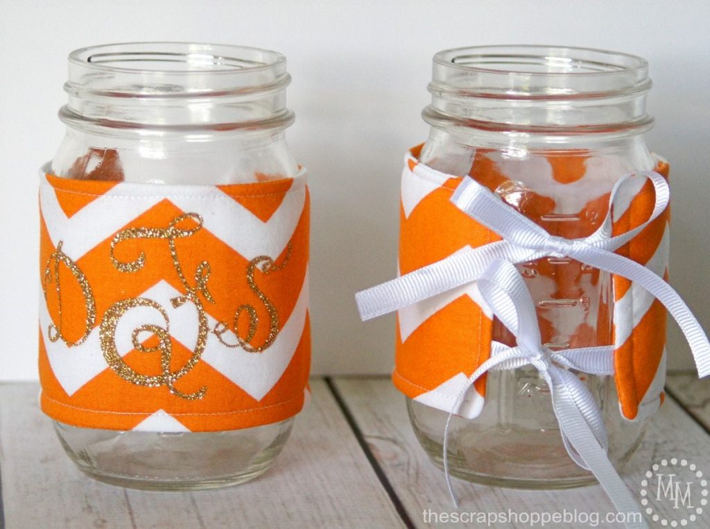 Make these Mason Jar Cozies in your football team's colors and personalize with initials. Great gift idea and only takes 15 minutes to make!