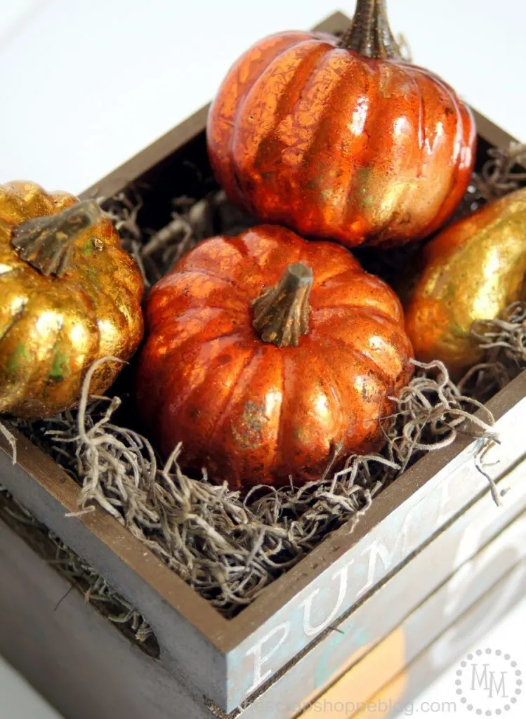 Fall Mantel with Mini Painted Pumpkin Crate