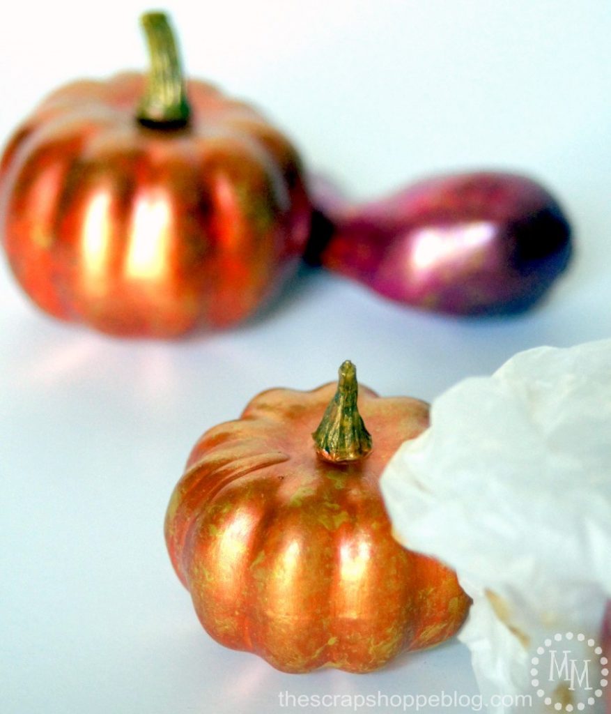 Make your own buffalo check pumpkin with trendy metallic paint!