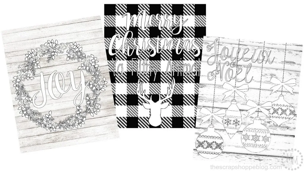 These FREE Christmas coloring sheets can be framed and used as wall art when complete!