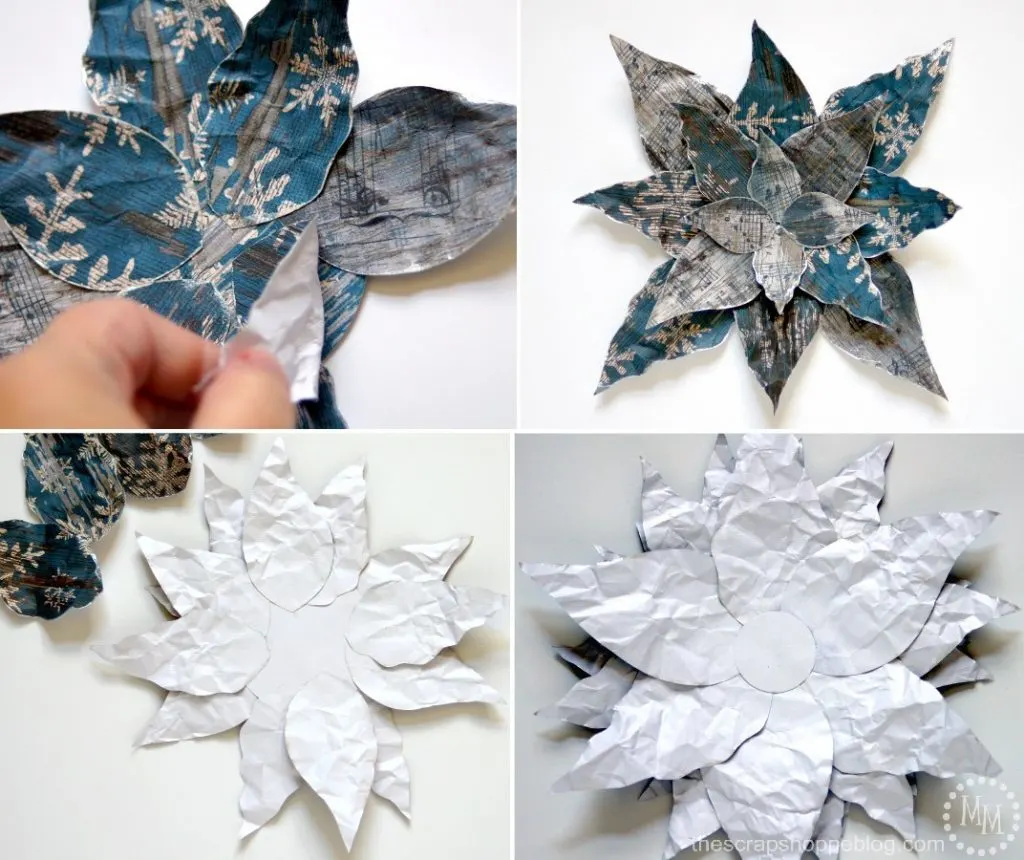 This DIY paper poinsettia can be used as a centerpiece, wall decor, on garland, or even the Christmas tree!