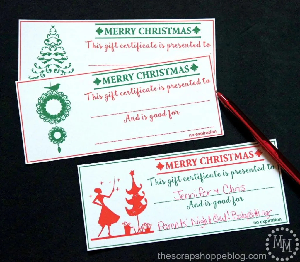 These chic printable Christmas gift certificates are a great last minute gift idea!