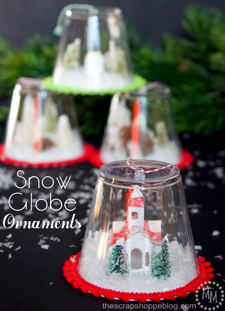 These DIY snow globe ornaments are a fun kid craft and be filled with just about anything!