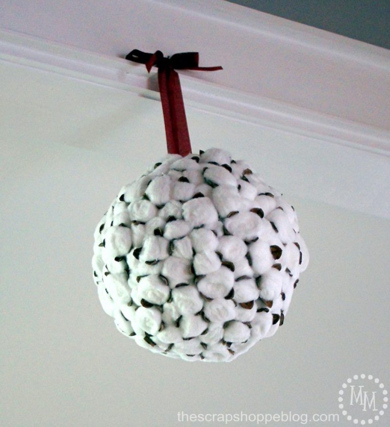 DIY your own cotton wreath or cotton kissing ball. It's so much less expensive than the real deal and looks the same!