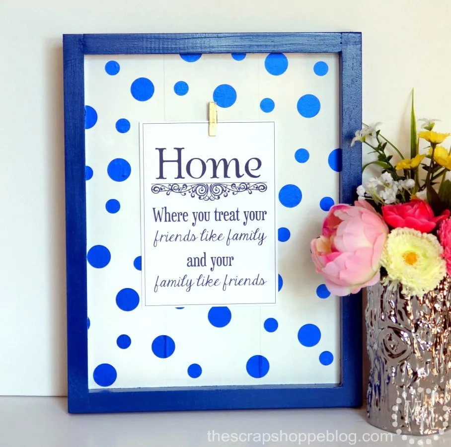 Make your own custom HOME decor sign with a free printable and fun polka dot vinyl!