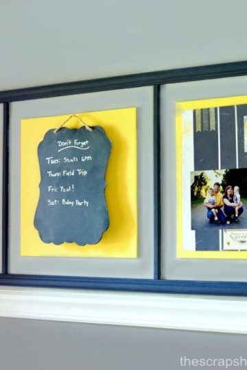 Entryway Artwork Scheduler - a great way to display scrapbook pages AND post weekly family reminders!