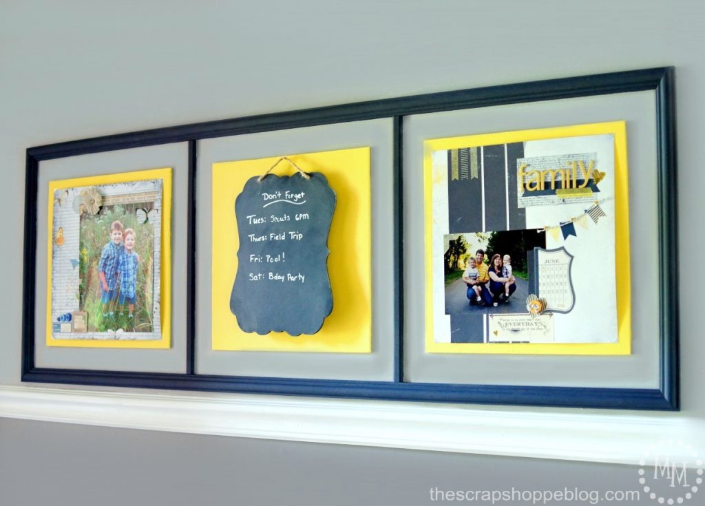 Entryway Artwork Scheduler - a great way to display scrapbook pages AND post weekly family reminders!